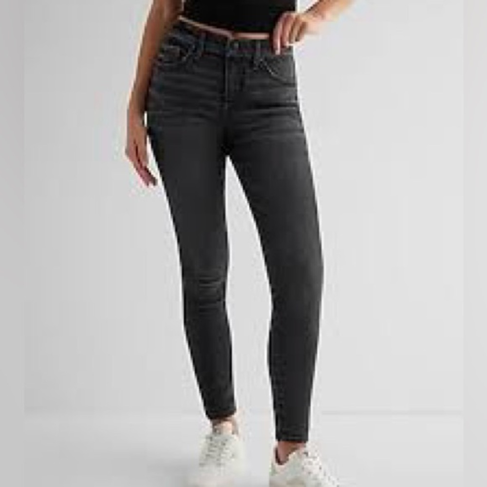 EXPRESS Black Mid-Rise Stretch Skinny Legging Jeans